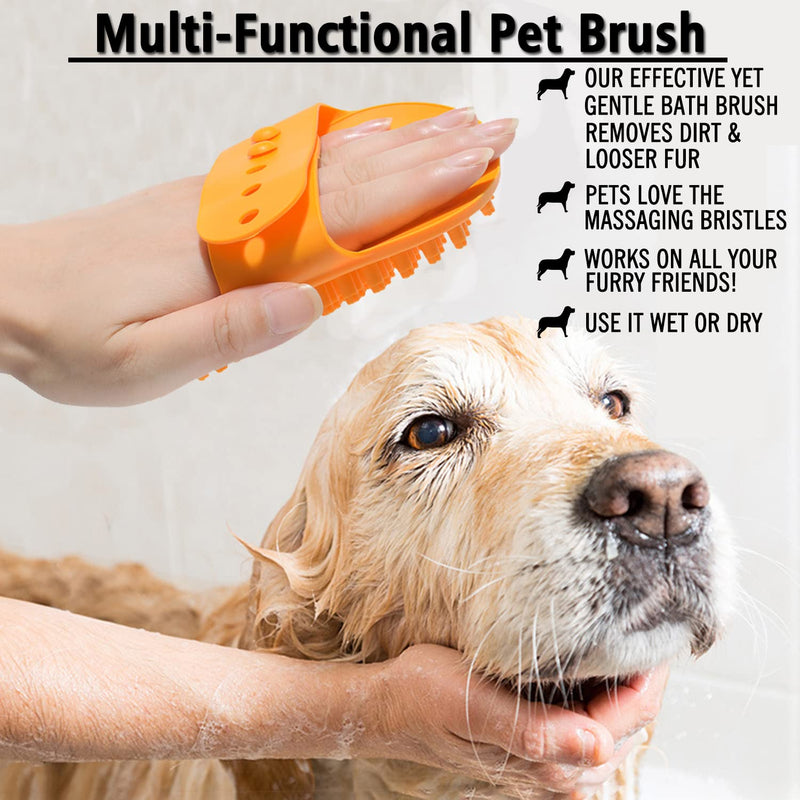 XIGOU Dog Bath Brush, 2 Pcs Dog Brush for Shedding Short Haired Dogs, Dog Grooming Shedding Bath Brush Soothing Massage Rubber Bristles Curry Comb with Adjustable Ring Handle for Dogs & Cats - BeesActive Australia