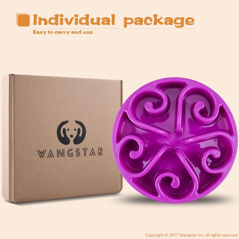 wangstar Slow Pet Bowl Slow Feeder for Dog Cats, Bloat Stop Puzzle Bowl Fun Maze Feeder Slow Feeding Anti-Skid Design M: 8''x1.9'' Purple - BeesActive Australia
