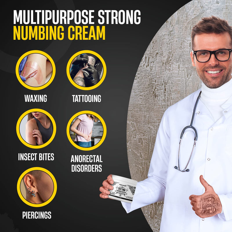 Nupharmisto Tattoo Numbing Cream(50ml/1.7floz), 6 Hours Maximum Strength Painless Tattoo Numbing Cream with 5x Numbing, Emu Oil and Arnica.50ml - BeesActive Australia