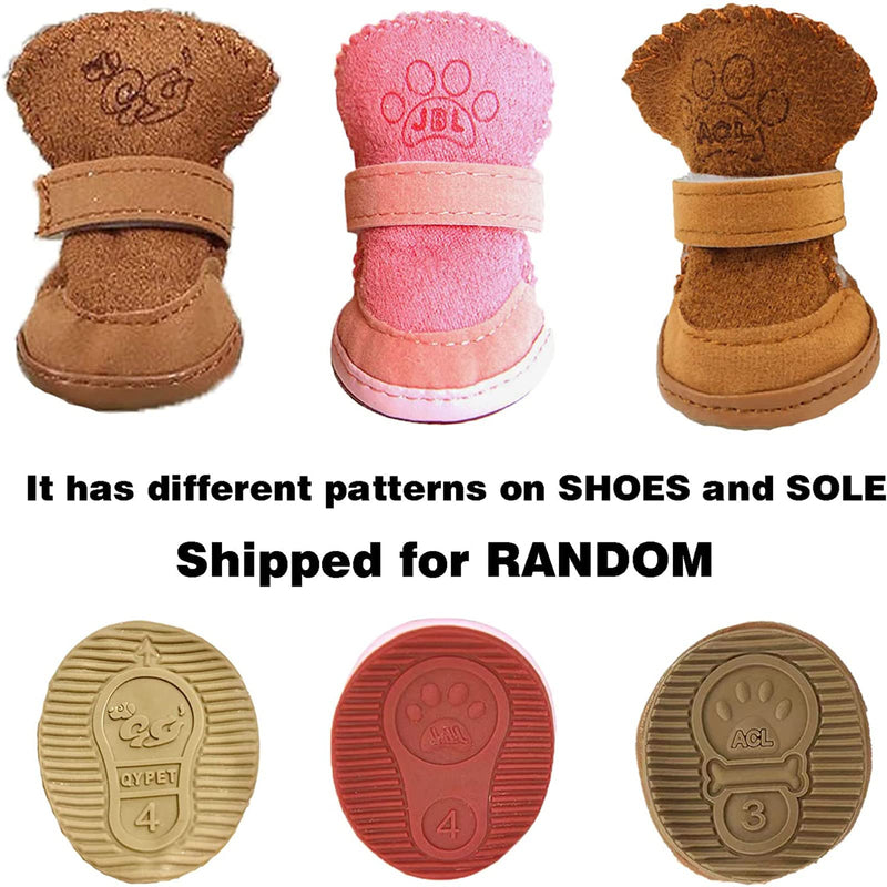 GabeFish Puppy Cute Cozy Warm Anti Slip Winter Boots for Small Medium Dogs Pets Cats Thicken Fleece Snow Shoes Label: 5 (Weight: 12lb) Brown - BeesActive Australia