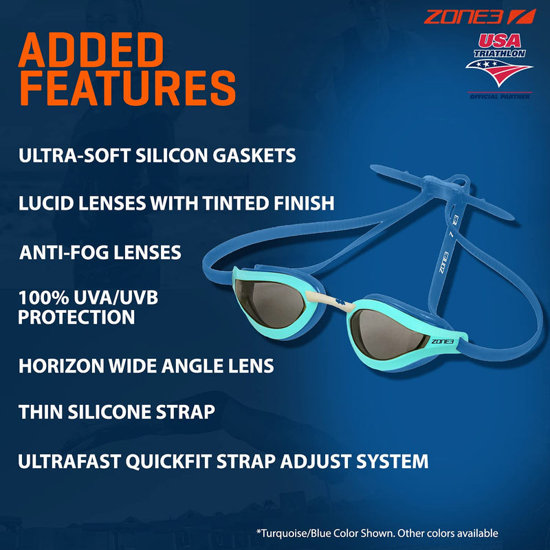 ZONE3 Viper-Speed Swim Goggles Turquoise/Blue One Size - BeesActive Australia