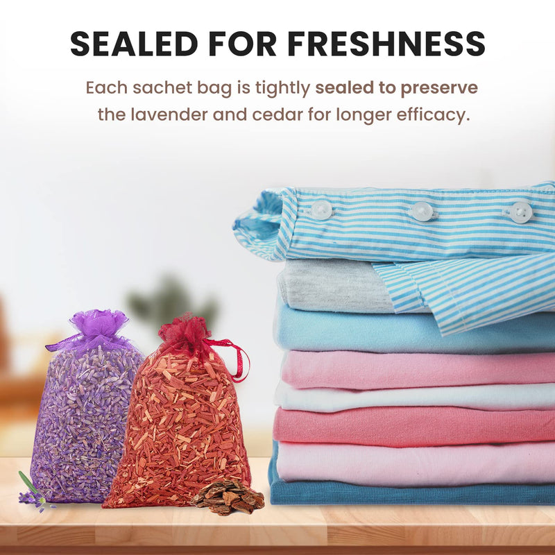 5 Cedar and 5Lavender Sachet Bags, Fully Stuffed Scented Sachets with Hanger Hooks, Perfect for Closets, Drawers, Cars, Gym Bags, or Anyplace That Needs to Smell Better 5 Cedar & 5 Lavender Sachets - BeesActive Australia