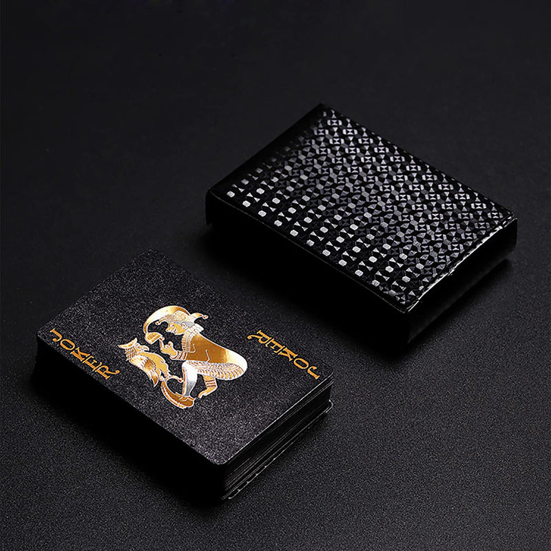 JOOTUEPO Black Poker Playing Cards, HD Shining Diamond Deck of Cards, Waterproof Playing Cards, Use for Party and Game - BeesActive Australia