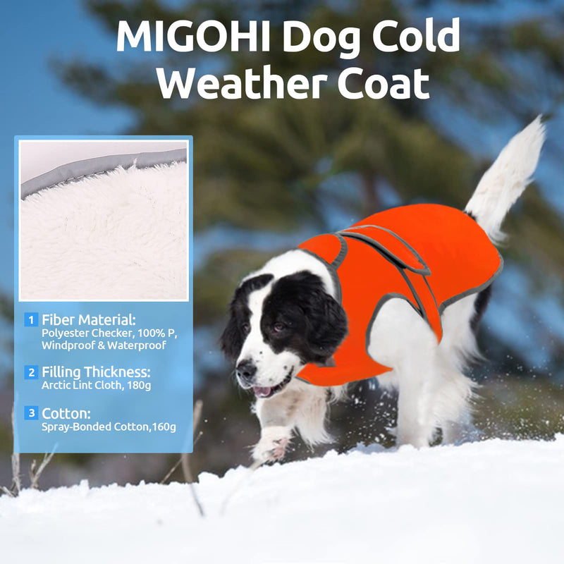 MIGOHI Reflective Waterproof Windproof Dog Coat Cold Weather Warm Dog Jacket Reversible Stormguard Winter Dog Vest for Small Medium Large Dogs X-Large (Pack of 1) Orange - BeesActive Australia