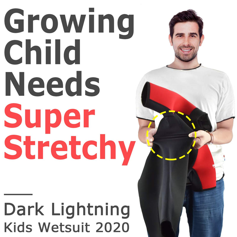 [AUSTRALIA] - Dark Lightning Kids Wetsuit for Boys and Girls, 3mm Shorty Neoprene Thermal Swimsuit, Wet Suits Size 1–14 Cover Infant/Baby/Toddler/Junior/Youth Red Size 12 for Kids 
