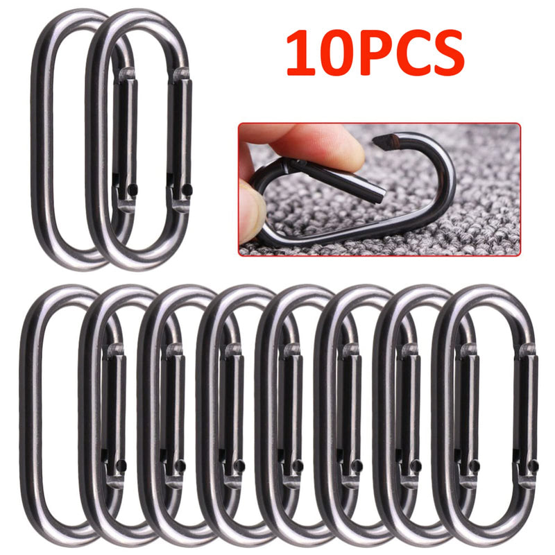 VICDUEKG 10 Pcs Carabiner Clips Locking Carabiners Aluminum Heavy Duty Chain Connector Keychain Snap Bag Hook for Climbing Outdoor Camping Fishing Hiking Securing Pet Home Hammock, Black - BeesActive Australia