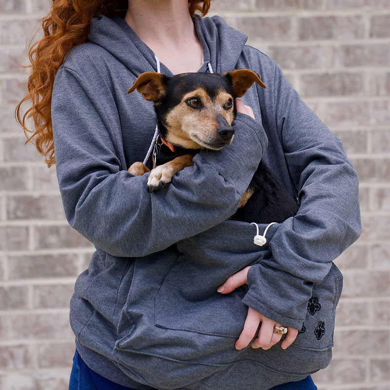 Kei Tomlison Unisex Big Pouch Hoodie Long Sleeve Pet Cat Dog Holder Carrier Sweatshirt Dark Gray X-Large - BeesActive Australia
