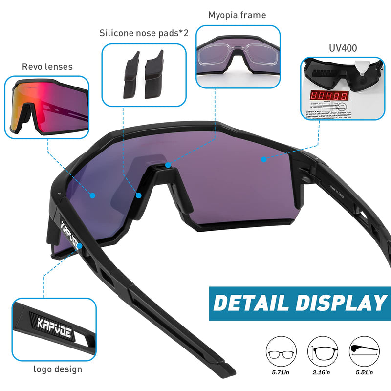 KAPVOE Polarized Cycling Glasses with 4 Interchangeable Lenses TR90 Sports Sunglasses Women Men Running 01 - BeesActive Australia