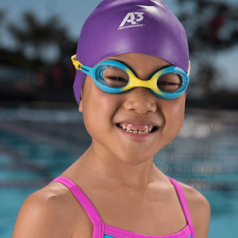 [AUSTRALIA] - A3 Performance A3 Flex Youth Swim Goggles | Leak-Free, Comfortable, Clear Vision | Stylish for Girls, Boys, Toddlers | Perfect for Swimming Outside and Indoor Pools | Safe and Easy to Use Blue/Green 