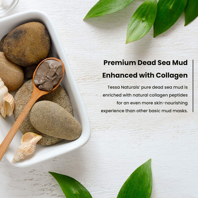 Dead Sea Mud Mask - Enhanced with Collagen - Reduces Blackheads, Pores, Acne, & Oily Skin - Visibly Healthier Face & Body Complexion - All Natural Anti-Aging Formula for Women & Men - BeesActive Australia