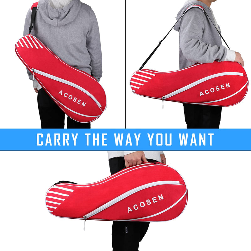 ACOSEN 3 Racquet Tennis Bag - Lightweight Tennis Bags for Women and Men, Tennis Racquet Cover Bag with Protective Pad for Professional or Beginner Tennis Players Red - BeesActive Australia