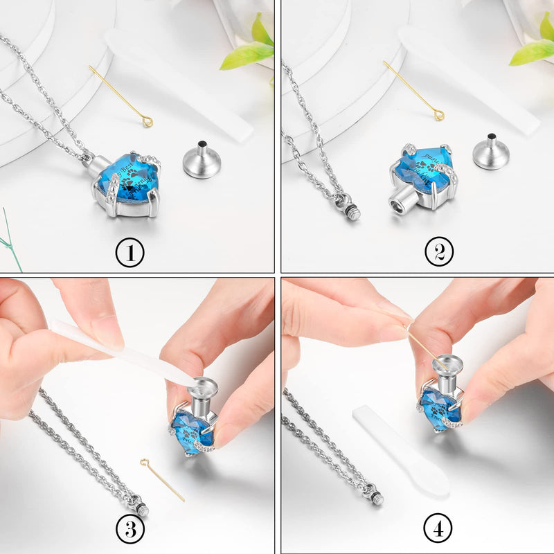 Crystal Cremation Jewelry Heart Urn Necklace for Pet Ashes Stainless Steel Birthstone Memorial Keepsake Ash Holder for Cat Dog December - BeesActive Australia