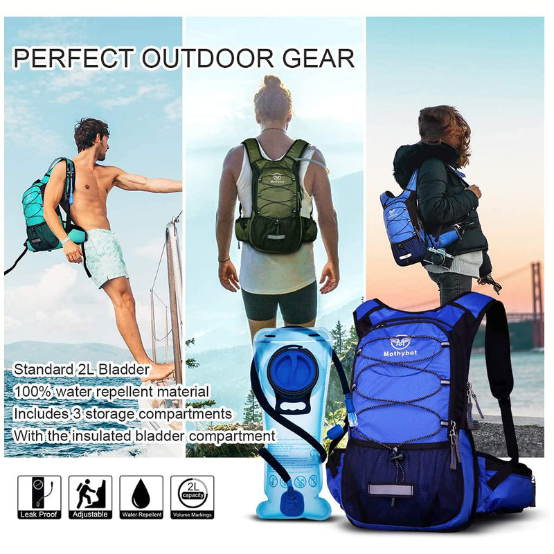 Mothybot Insulated 1.5L 3L Hydration Backpack Pack with Water Bladder, Large Capacity Lightweight Hiking Daypack for Women, Men, kids - Waist Pouches & Cooler Layer, for Running, Biking, Rave,Festival Pink- 1.5 Liter Hydration Backpack - BeesActive Australia