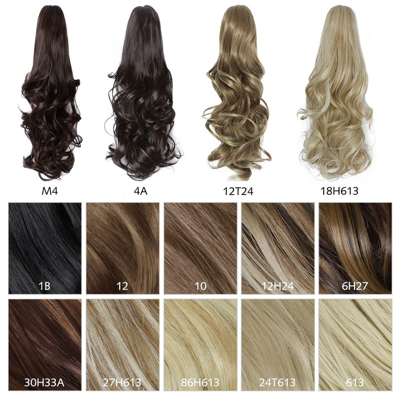 Yamel Ponytail Extension 16" Long Curly Wavy Claw Jaw Clip in Synthetic Hairpiece Pony Tail Tale Ponytail Hair Extensions 4A# Dark Brown - BeesActive Australia