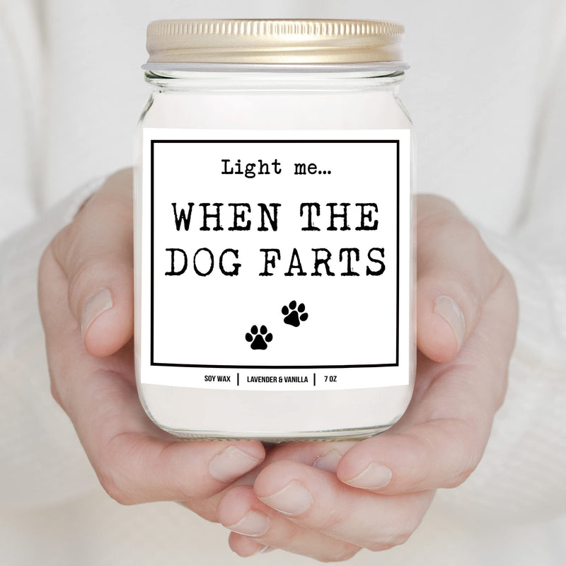 YouNique Designs Light Me When The Dog Farts Dog Candle, 7 Ounces, Dog Mom Gifts for Women, Dog Lovers Gifts for Women, White 7 oz Lavender & Vanilla - BeesActive Australia