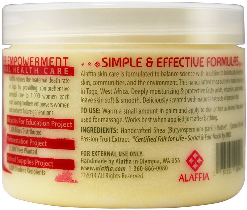 Alaffia Pure Unrefined Shea Butter, Passion Fruit. Deeply Hydrates and Moisturizes Skin. Suitable for All Skin Types. Fair Trade, Cruelty Free, No Parabens, Vegan. 11 Oz - BeesActive Australia