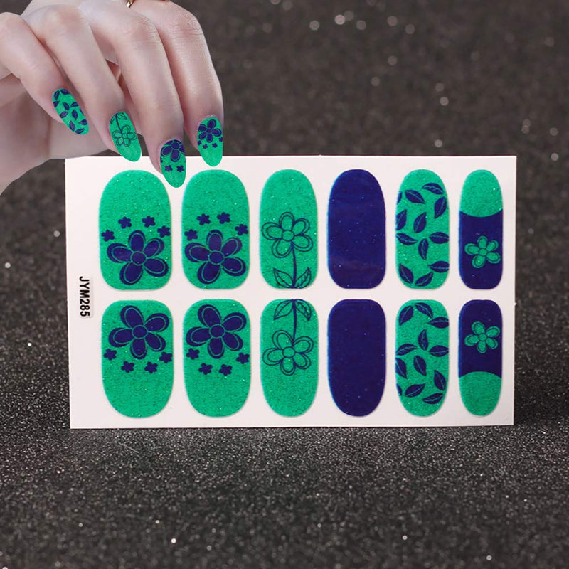 SILPECWEE 6 Sheets Adhesive Nail Polish Strips Stickers Tips Flower Design Nail Wraps Nail Decals Manicure Accessories and 1Pc Nail File NO2 - BeesActive Australia