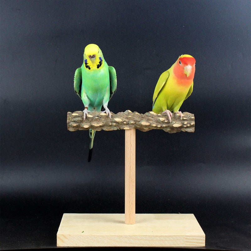 QBLEEV Bird Tabletop Training Stand Perch，Portable Parrot Tee Play Stands, Natural Wood Bird Cage Toys Gym Playground for Small Medium Parakeets Cocktails Conures Lovebirds Finch Large - BeesActive Australia