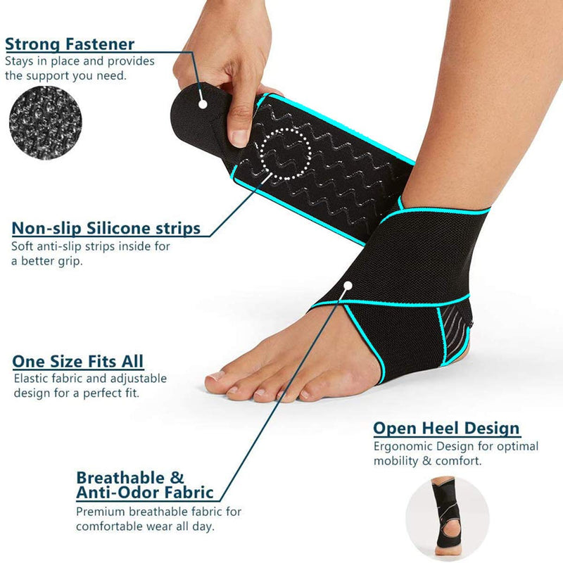 BESKEY Ankle Support Brace Adjustable Breathable Elastic Nylon Material Fit for Most Size Use for Sports Blue - BeesActive Australia