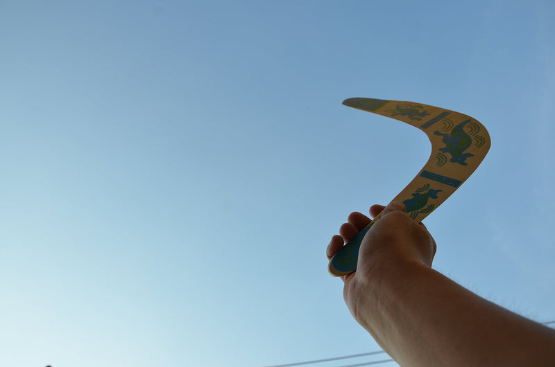 HOMEE Handmade Boomerang Kangaroo Australian Style Maneuver Dart Darts Outdoor Sports Wooden Throwing Equipment（Suit for Kids Over 6 and Adults） The Best Flying Toy Color Blue - BeesActive Australia