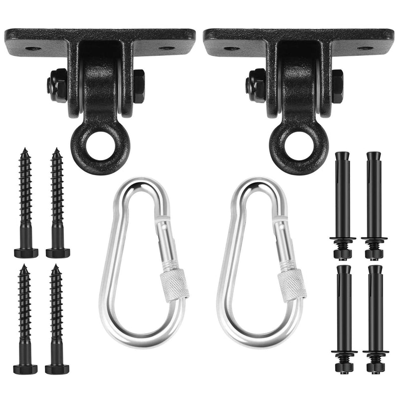 MDAIRC Swing Set Brackets, Heavy Duty Swing Hangers for Wooden Sets Playground Porch Indoor Outdoor & Hanging with Snap Hooks (2 Pack Black Swing Hook) - BeesActive Australia