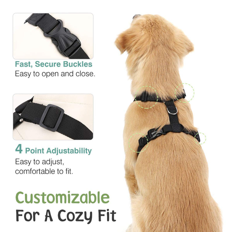 VavoPaw Dog Vehicle Safety Vest Harness, Adjustable Soft Padded Mesh Car Seat Belt Leash Harness with Travel Strap and Carabiner for Most Cars Large (Pack of 1) Black - BeesActive Australia