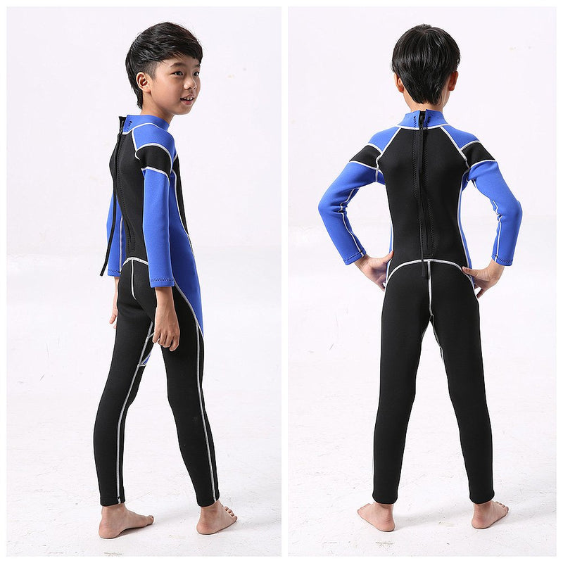 IREENUO Kids Wetsuit Neoprene 2.5mm Thick Long Sleeve One Piece UV Protection Sun Protection Sunsuit Wetsuit for Girls Boys blue 4# - BeesActive Australia