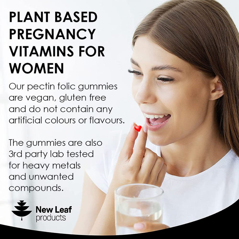 Folic Acid Pregnancy Gummies High Strength Folate Vitamins - Chewable Folic Acid Vegan Prenatal Vitamins for Women 400mcg, Vitamin B9 Prenatal Conception - Pregnancy Supplements, Real Fruit Juice Strawberry - BeesActive Australia
