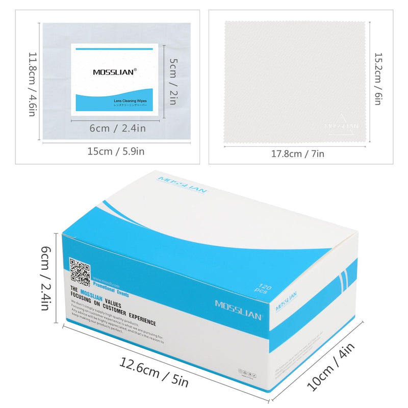 Pre-Moistened Screen Wipes MOSSLIAN Lens Wipes for Glasses, Smartphone, iPhone, Screens and Other Delicate Surfaces (Blue) Blue - BeesActive Australia