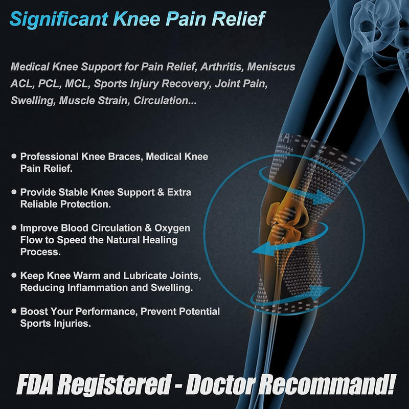 NEENCA Knee Brace for Knee Pain Relief, Compression Knee Sleeve with Patella Gel Pad & Side Stabilizers, Knee Support for Men Women, Meniscus Tear, Arthritis, Joint Pain, ACL, PCL,MCL, Runner, Workout Large Black - BeesActive Australia