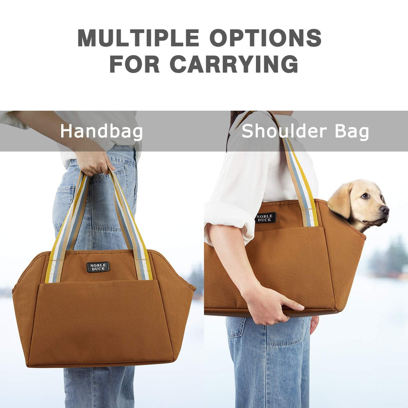 NOBLE DUCK Small Dog Carrier Purse with Pockets, Portable Small Dog/Cat Soft-Sided Carrier with Adjustable Safety Tether, Versatile Pet Carrier Tote for Subway/Shopping/Hiking/Traveling Khaki - BeesActive Australia