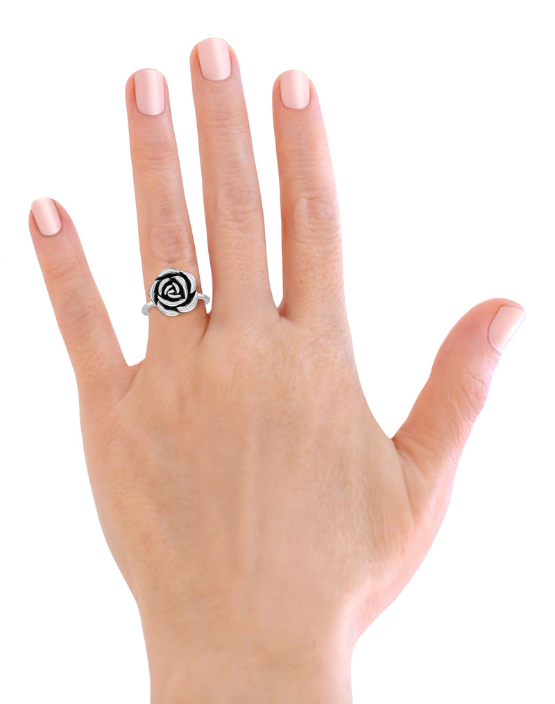 Savlano 925 Sterling Silver Hollow Rose Flower Ring Band for Women & Girls - Made in Italy Comes With a Gift Box 9 - BeesActive Australia