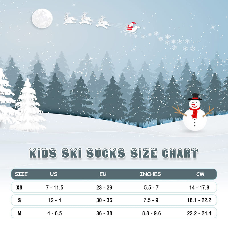 Kids Ski Socks (2 Pairs/3 Pairs) for Boys Girls Thick Warm for Winter Snow Skiing Snowboard Sports 2 Packs (Green+wine Red) Small - BeesActive Australia