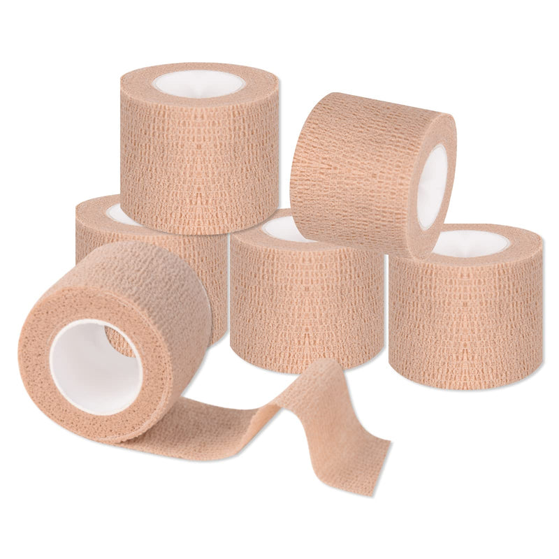 Self Adhesive Bandage Wrap 12 Pack,Sports Tape 2" X 5 Yards, Multi-Purpose Non-Woven Cohesive Wrap, First Aid Tape, Elastic Cohesive Bandage, Medical Tape for Stretch Athletic, Sports, Wrist, Ankle Tan - BeesActive Australia