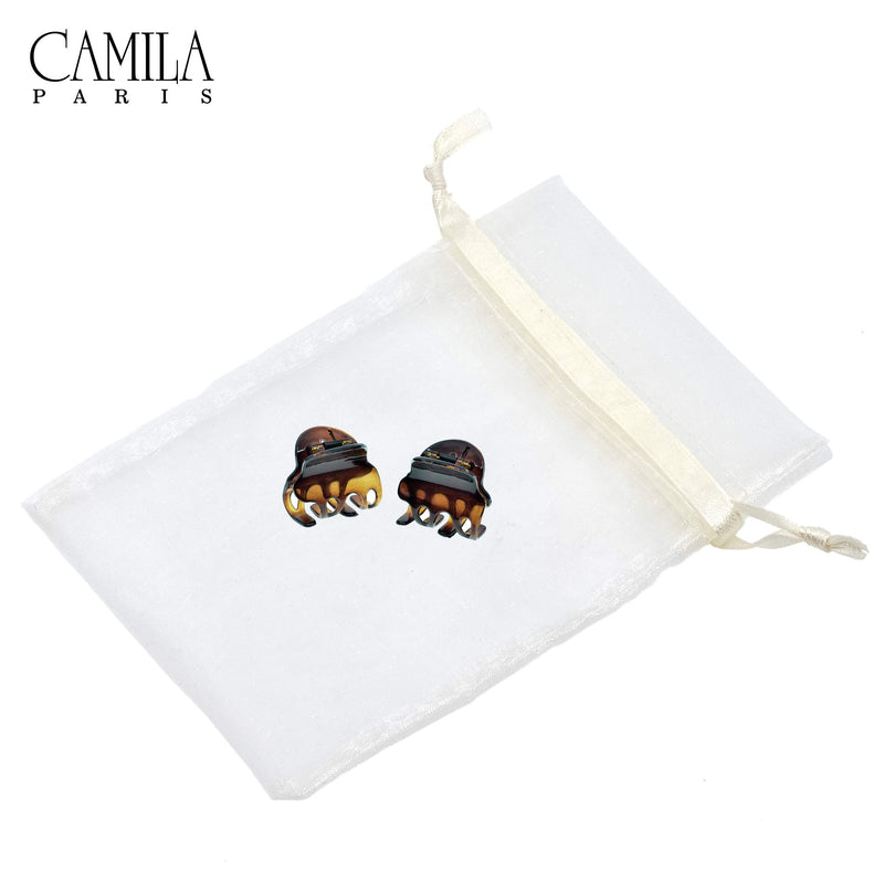 Camila Paris NV36 French Hair Clip for Women, Set of 2 Small Tortoise Girls Hair Claw Clips Fashion Durable Hair Accessories for Women, Luxury Ladies Strong Hold No Slip Grip Clamp, Made in France 1.25" Tortoise Shell - BeesActive Australia