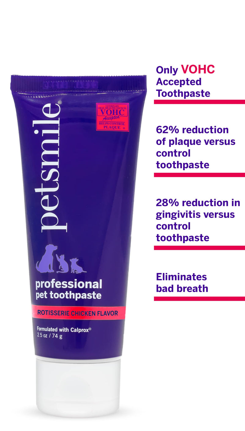 Petsmile Professional Dog Toothpaste | VOHC Approved Flavored Pet Toothpaste with Plaque Control | Human-Grade Ingredients Clean Teeth & Improves Dental Health (Rotisserie Chicken, 2.5 Oz) Rotisserie Chicken 2.5 Ounce (Pack of 1) - BeesActive Australia