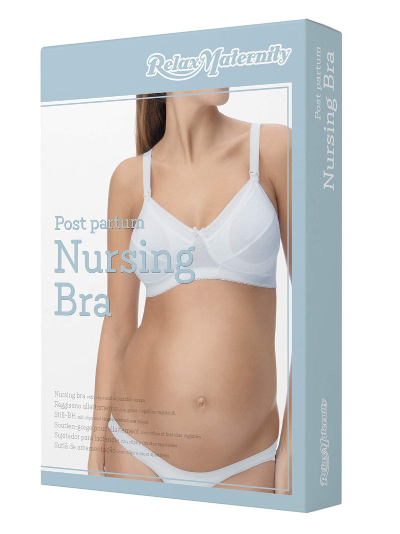 RelaxMaternity 5704 - Cotton Nursing Bra Drop-Down Cups and Adjustable Straps, 100% Made in Italy Large White - BeesActive Australia