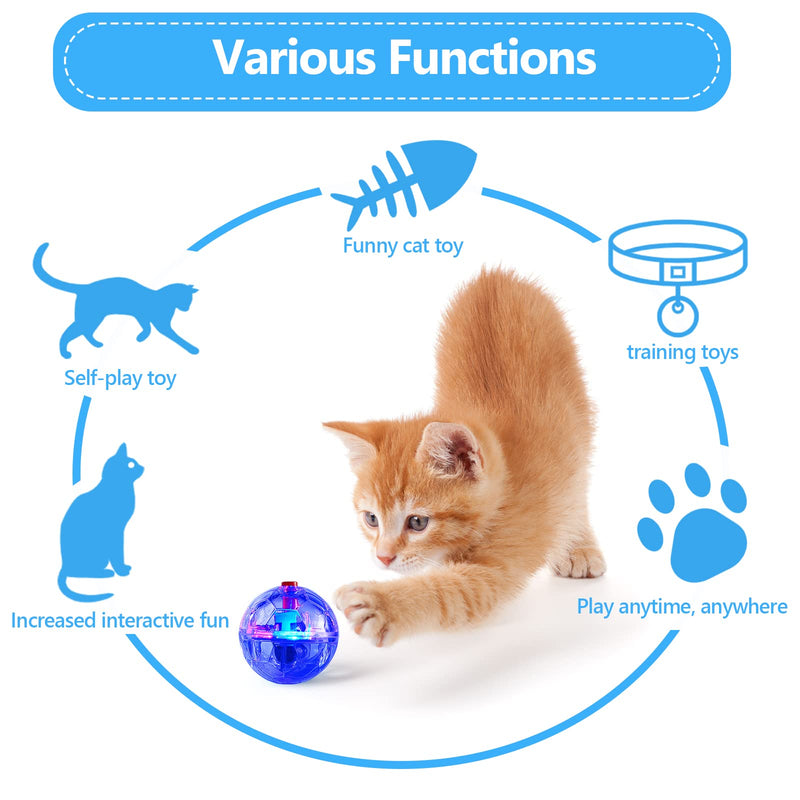 9 Pcs Light Up Cat Balls Ghost Hunting Cat Ball LED Motion Activated Cat Toy Interactive Lighted Ball Cat Toys Pet Glowing Mini Running Exercise Ball Toys for Kitten Dog Pet Animals Activity - BeesActive Australia