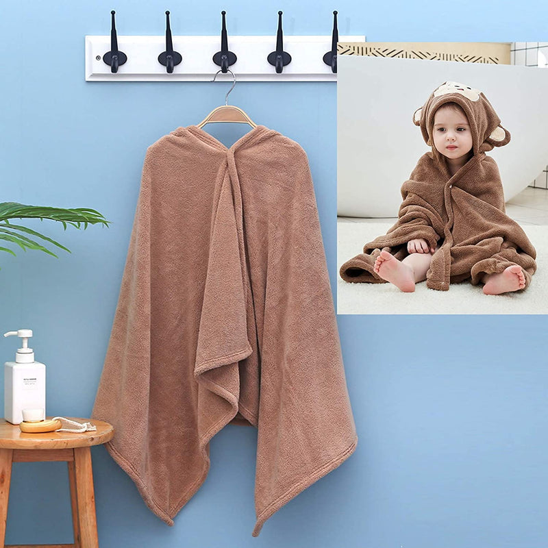Hilmocho Baby Hooded Bath Towel Extra Large Kids Toddler Hooded Blanket Bathrobe Thick Absorbent Beach Swimming Shower Towels, 140x70CM Brown Monkey - BeesActive Australia