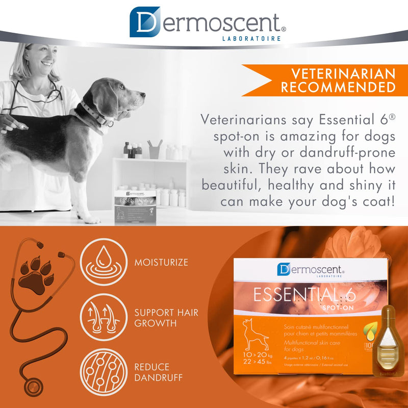 Dermoscent Essential 6 spot-on - Dog Skin Care for Dandruff & Allergy Relief with Vitamin E Oil - Anti Itch for Dogs - Natural Ingredients for Sensitive Skin .32 oz - BeesActive Australia