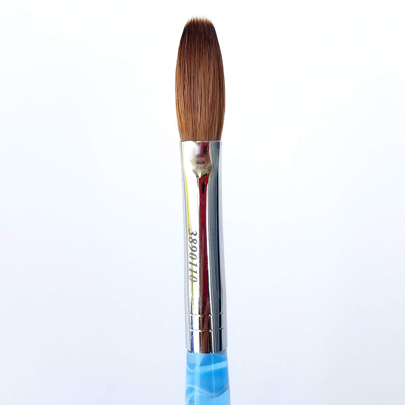 Kolinsky CRIMPED Blue Marble Handle Petal Acrylic Powder Nail Brush (Size 8) Size 8 - BeesActive Australia