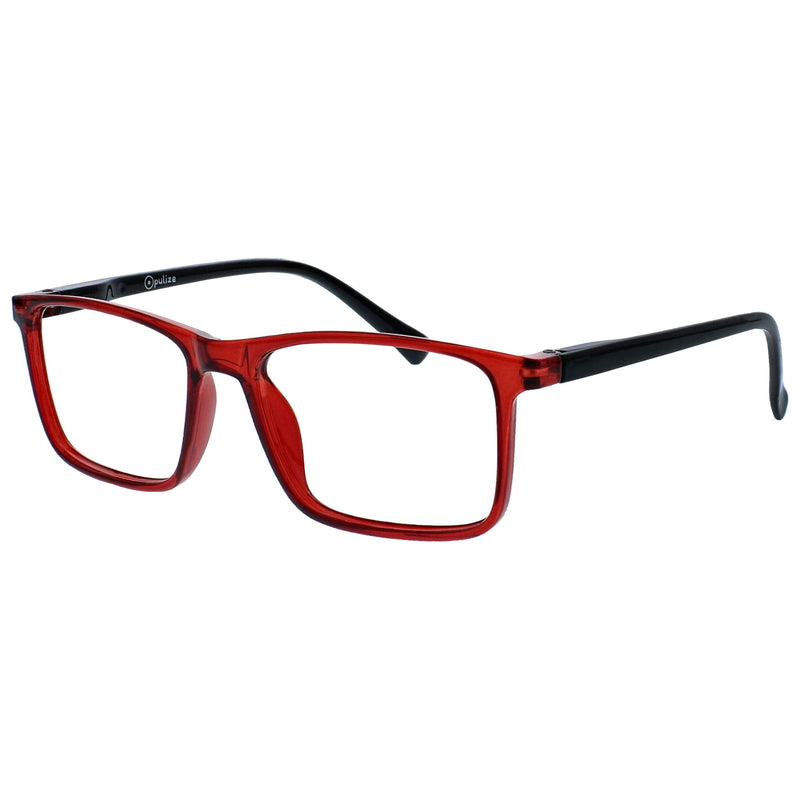 Opulize Ink Reading Glasses 5 Pack Large Rectangular Frame Black Transparent Grey Dark Red Spring Hinges Scratch Resistant Mens Womens RRRRR4-1177Z +2.00 +2 Magnification (Pack of 5) Black / Grey / Red - BeesActive Australia