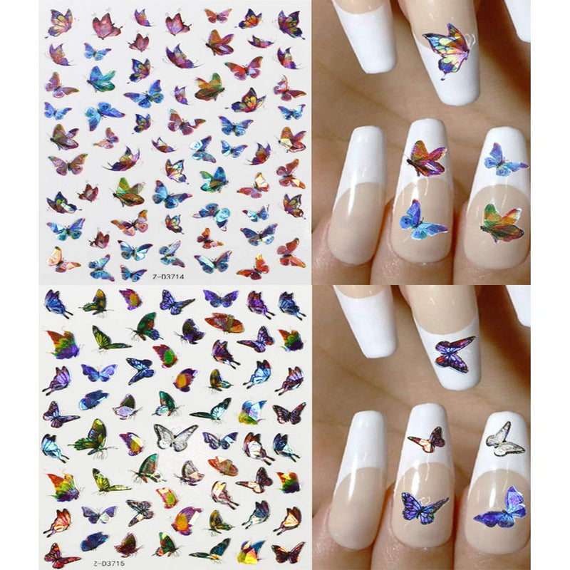 6 Sheets Glitter Butterfly Nail Art Stickers Decals Butterflies Nails Art Design Nails Accessories DIY Manicure Tips Finger Decorations Party Favors Supplies - BeesActive Australia