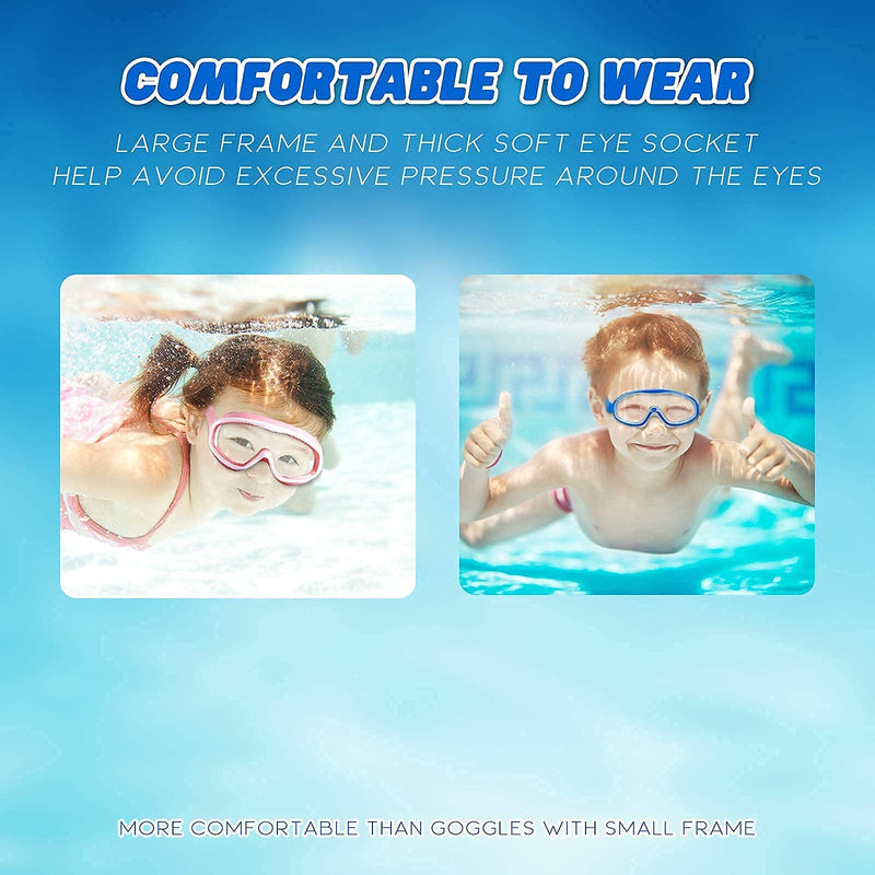 KAILIMENG Swimming Goggles for Kids - 4 Pack Kids Swim Goggles for Toddlers Youth Child Age 4 to 15, No Leaking, Large Frame, Clear & Wide View, Anti-Fog & UV Protection - BeesActive Australia