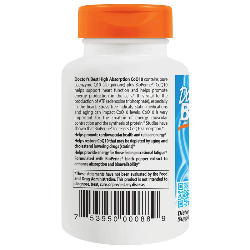 Doctor's Best High Absorption CoQ10 with BioPerine, 100mg, 60 Softgels 60 Count (Pack of 1) - BeesActive Australia