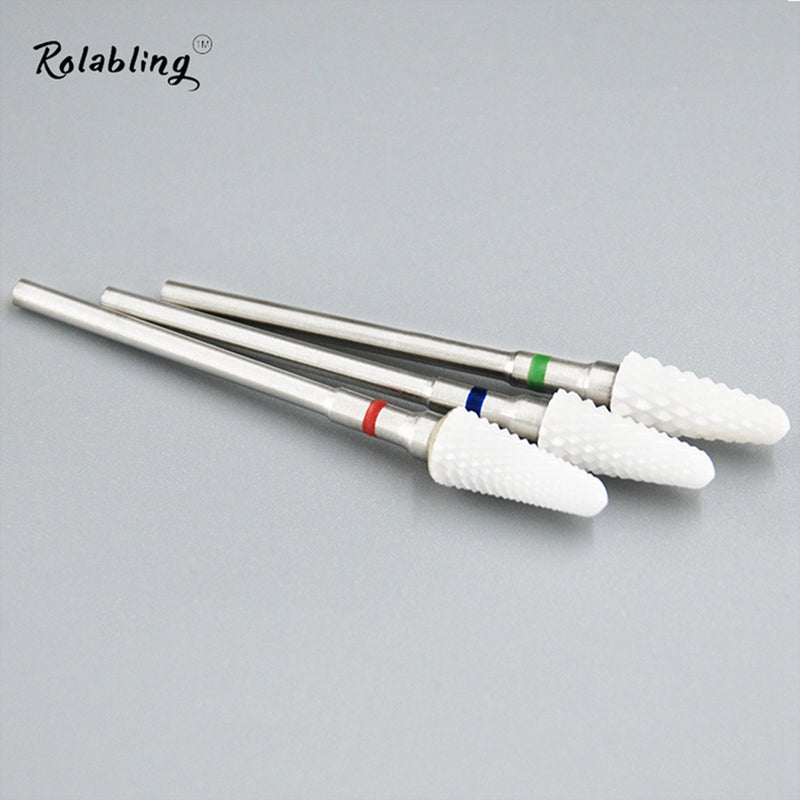 Rolabling Ceramic Nail Drill Bit White Flame Nail Drill Bit for Electric Drill Manicure Machine Nail Salon Tool (Coarse Green) Coarse Green - BeesActive Australia