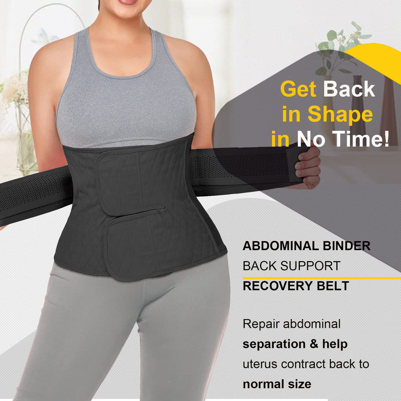 QEESMEI Postpartum Belly Band Abdominal Binder Post Surgery C-section Belly Binder Wrap Girdle Recovery Belt Back Support (Large, Black) Large - BeesActive Australia