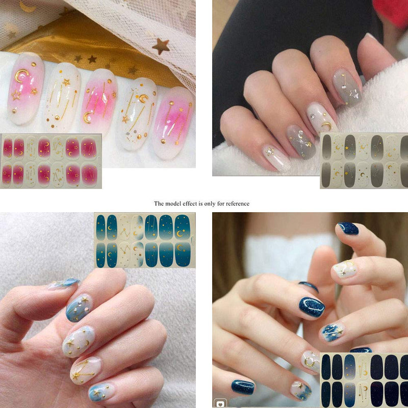 NAIL ANGEL 12pcs Nails Strips Thin Nail Art Wrap Nail Art Full Cover Sticker Moon and Star Sticker Fashion Designs Finger Nail Sticker for Women (10156) 10156 - BeesActive Australia