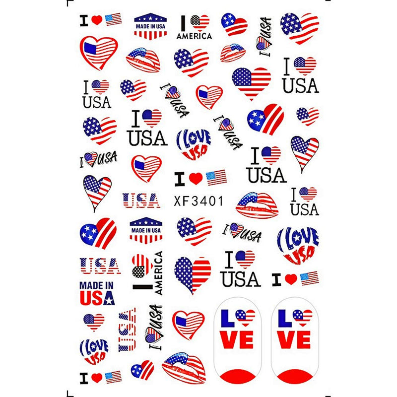 SHIYI 6 Sheets Art Nail Stickers 3D Self Adhesive Manicure Decals Flame and National Flag Nail Stickers for Women Girls - BeesActive Australia