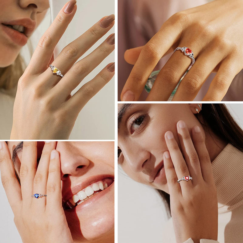 PROSILVER 925 Sterling Silver Celtic Knot Heart Ring for Women, Birthstone Jan-Dec Available, Gorgeous Cubic Zirconia Ring, Adjustable Ring, Come Gift Box 05 May (Emerald) - BeesActive Australia